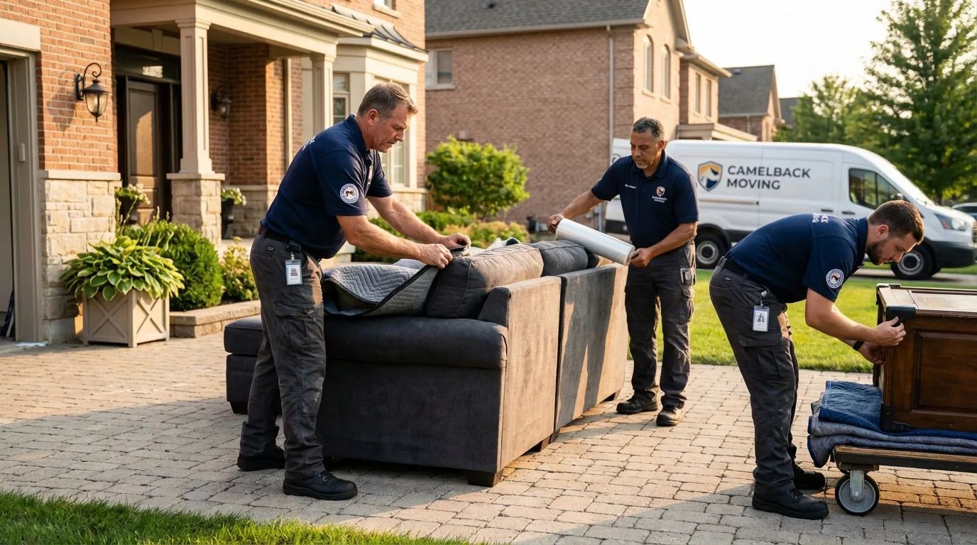 Large estate moving crew wrapping furniture in Okolona, MS