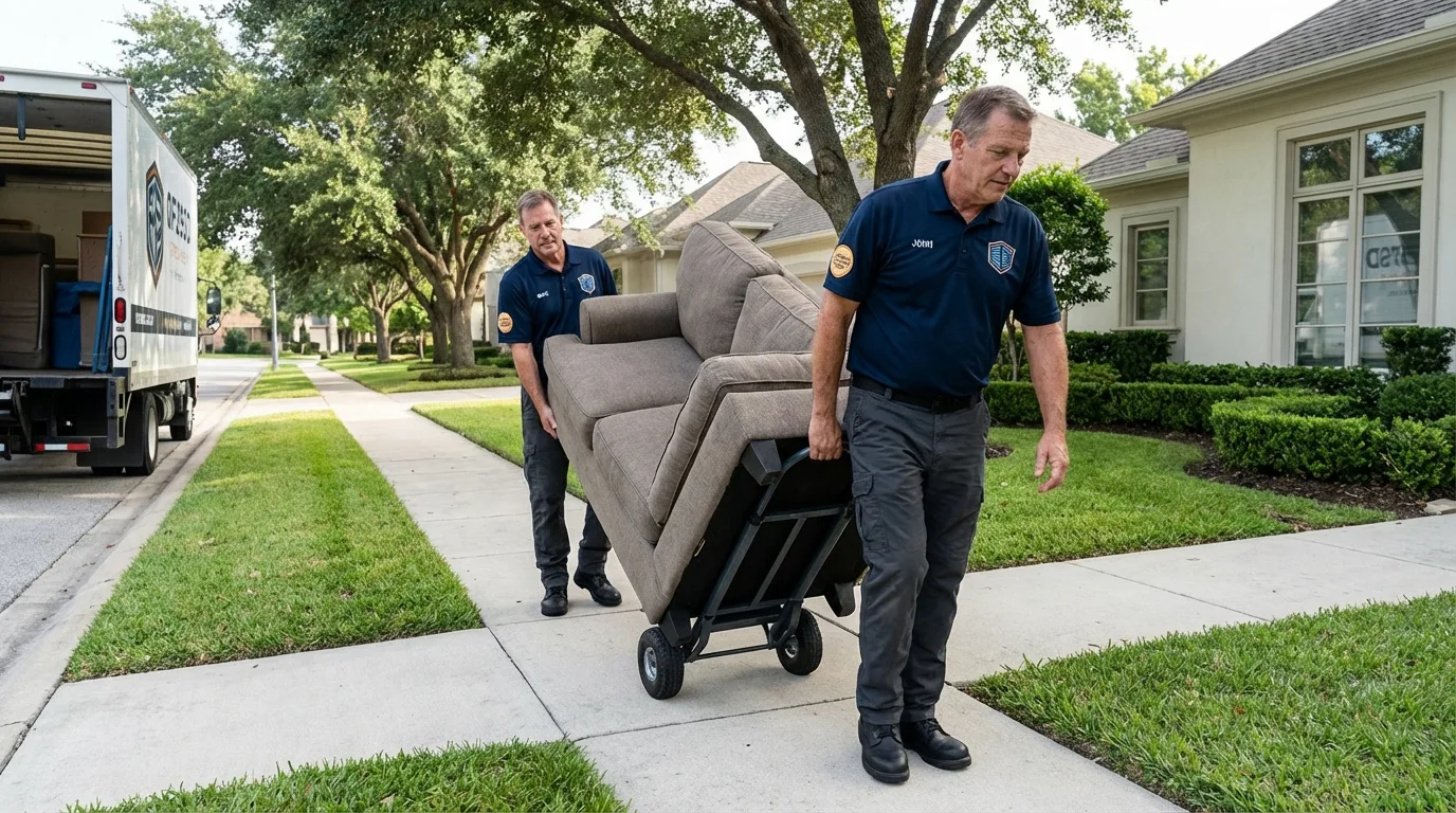 Local residential moving crew loading furniture in Okolona, MS