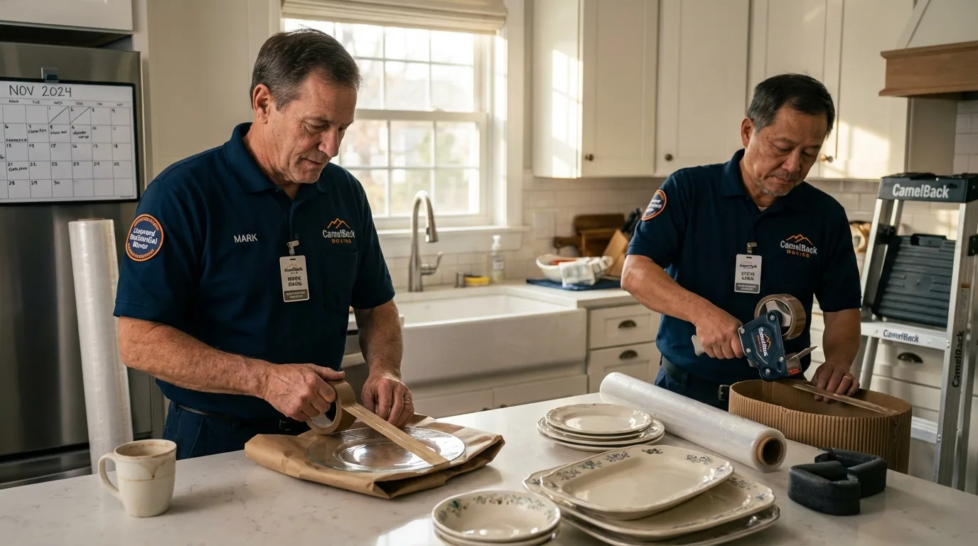 Professional crew packing kitchen dishware in Okolona, MS